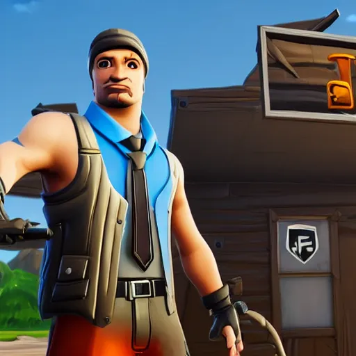 Image similar to old charismatic mechanic face, Fortnite style