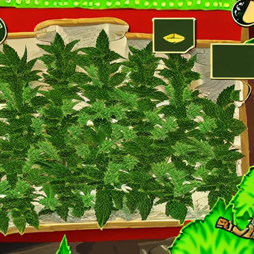 Image similar to screenshot of a pkaystation game where you have to grow marijuana in California