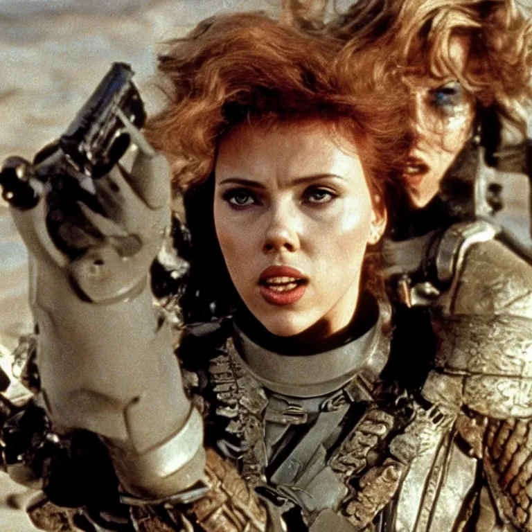 Prompt: a still of Scarlett Johansson in Dune (1984)