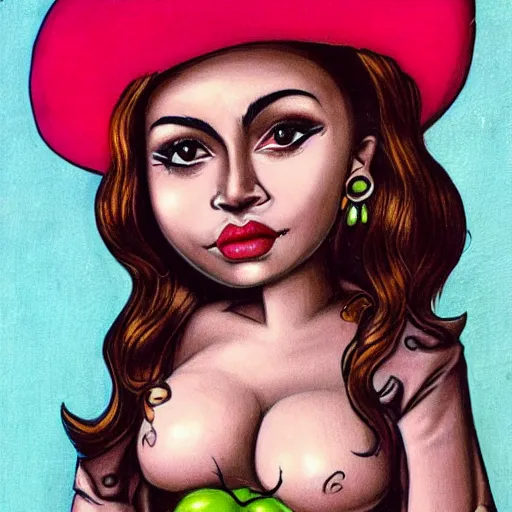 Prompt: by Heidel Bergensis caricature, juicy mexican girl