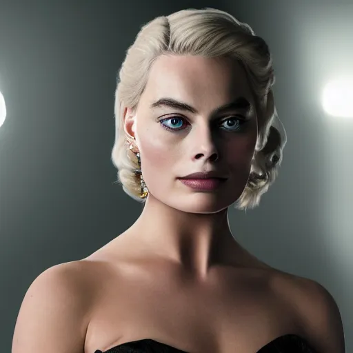 Image similar to A mix of margot robbie and khaleesi, portrait, highly detailed, professional photograph, studio lighting, sharp, 8k, HD