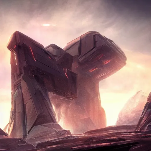 Image similar to Monolithic forerunner structure, halo 4, detailed, digital art, wide-shot