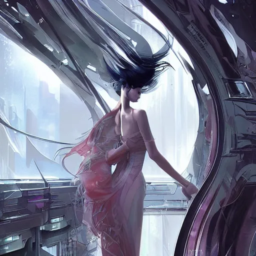 Prompt: Lee Jin-Eun by Stephan Martinière, rule of thirds, seductive look, beautiful