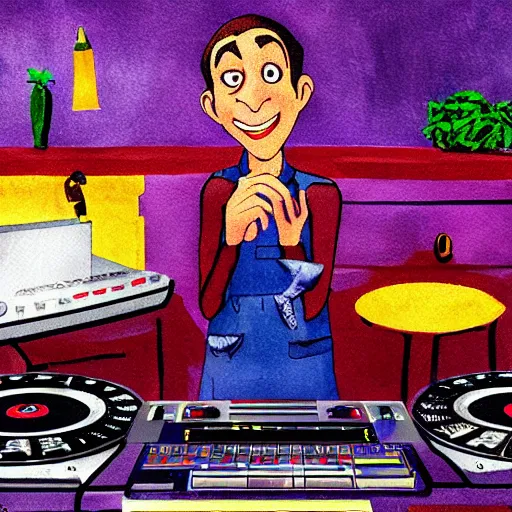 Prompt: ratatouille as a dj in bushwick, digital art