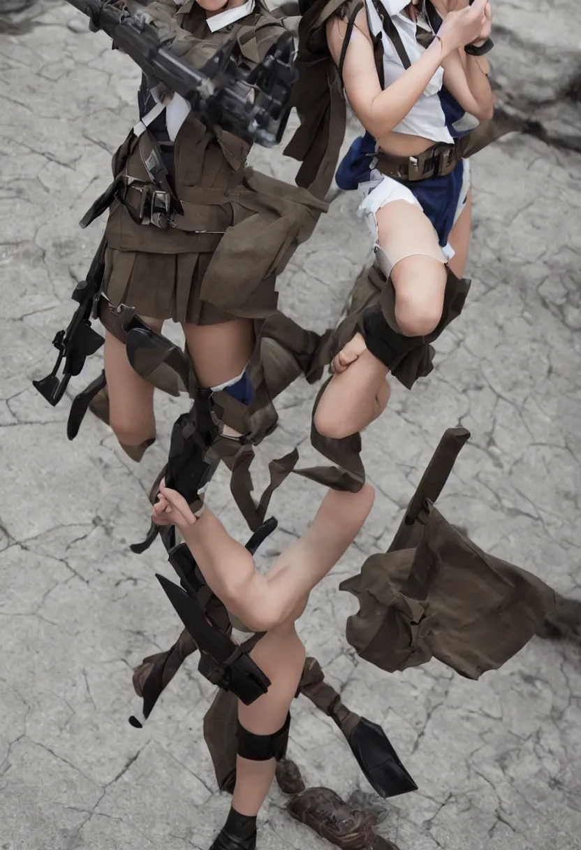 Image similar to A survivor girl from the world of Strike Witches, cosplay, realistic photo