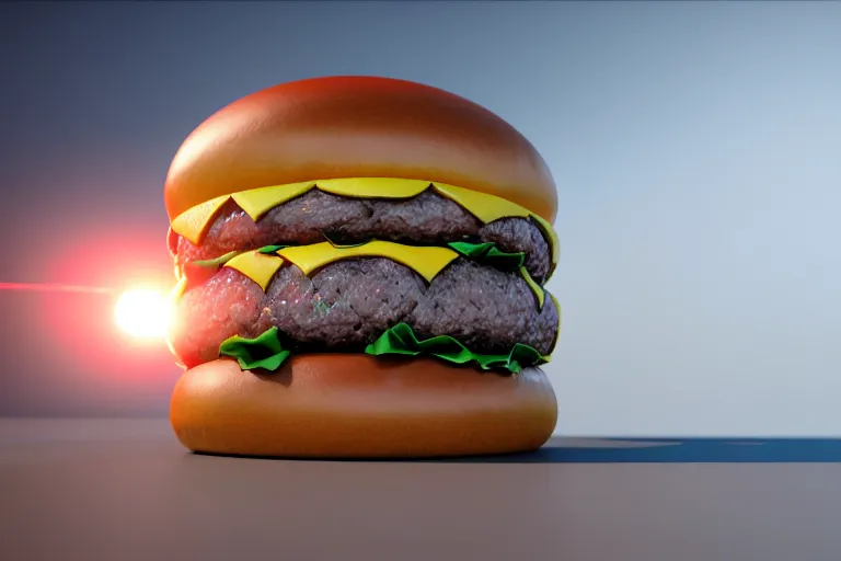 Prompt: huge diamond burger, ray tracing, rtx, sunlight, many details, octane render, high quality, 8 k