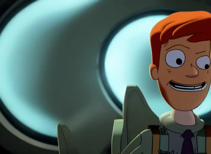 Image similar to film still of philip j fry in the new scifi movie, 4 k