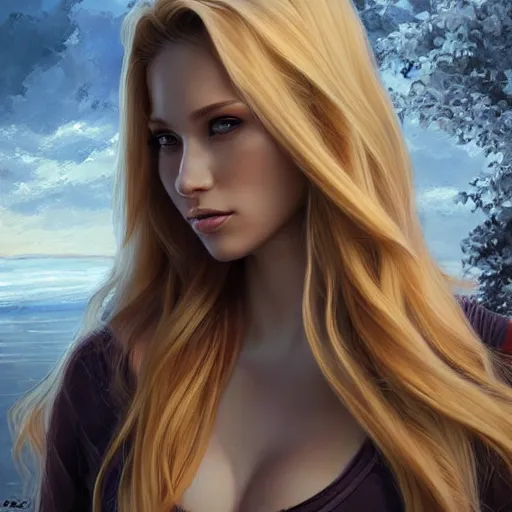 Image similar to a gorgeous female with long blonde hair in the style of stefan kostic, realistic, full body, sharp focus, 8 k high definition, insanely detailed, intricate, elegant, art by stanley lau and artgerm