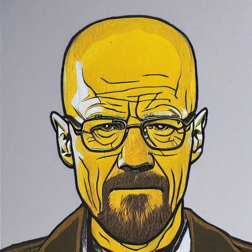 Image similar to portrait of Walter White, yellow lighting, highly detailed