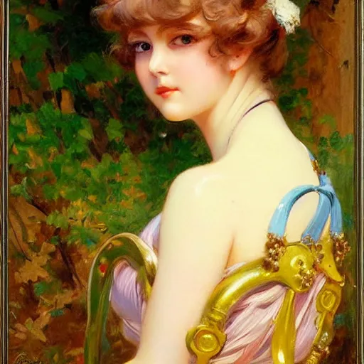 Prompt: a detailed portrait of a cute anime girl, painting by gaston bussiere, charles sillem lidderdale, j. c. leyendecker