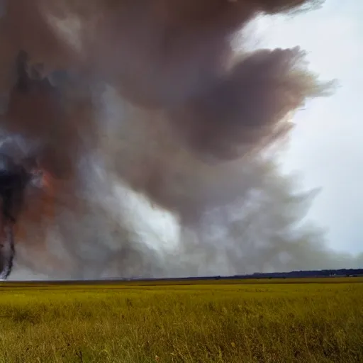 Image similar to a tornado make of flames in a field