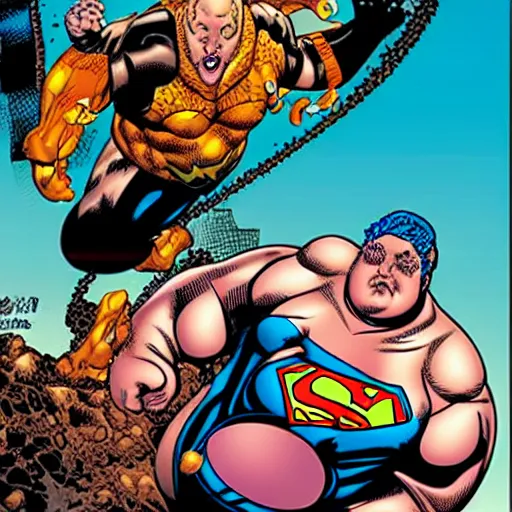 Image similar to super obese comic book artist ethan van sciver
