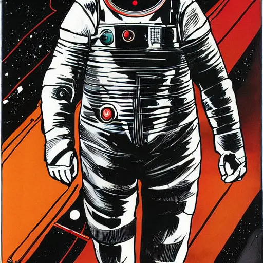 Image similar to astronaut suit concept art, realistic, by wally wood