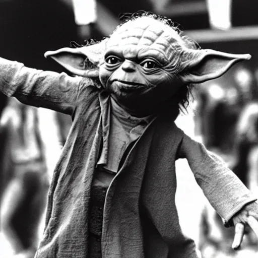 Image similar to yoda performing at woodstock