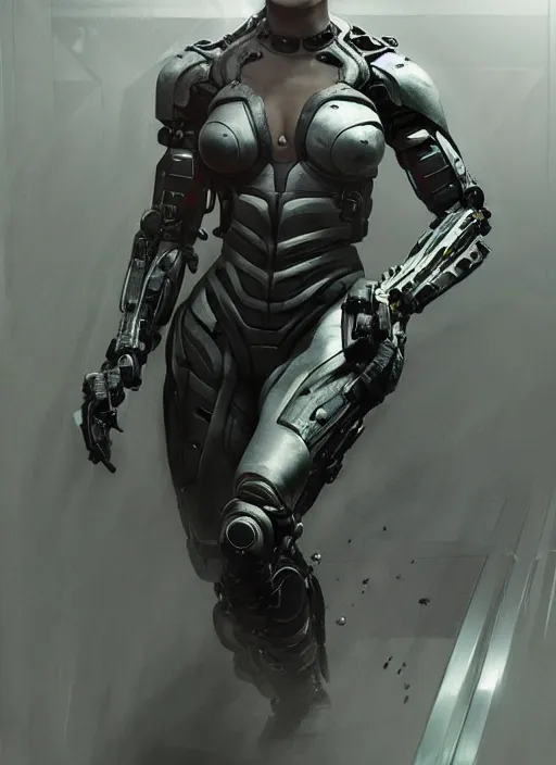 Prompt: margot robbie as victor stone, full body concept, cyborg, borg, strogg, face of a man, terminator, flesh, quake strogg, doom demon, wolfenstein, monstrous, powerful, symmetry, symmetrical, concept art by ruan jia and greg rutkowski