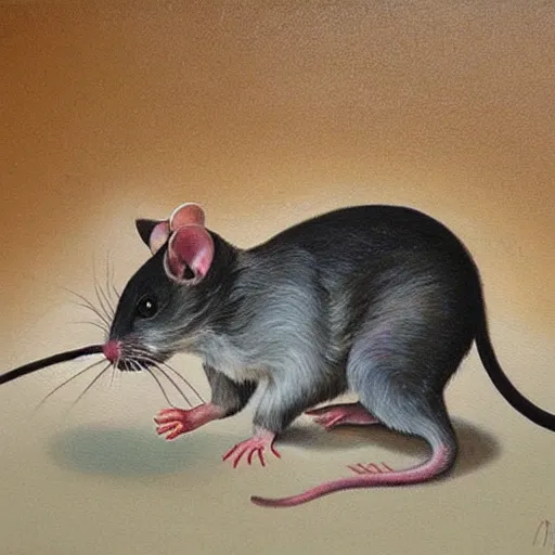 Image similar to a painting of a half rat half cat