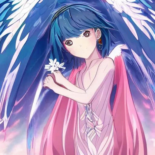 Prompt: A beautiful, angelic anime guru with wings of crystal in the style of Lustrous, character design, illustrated anime, highly detailed, HD,