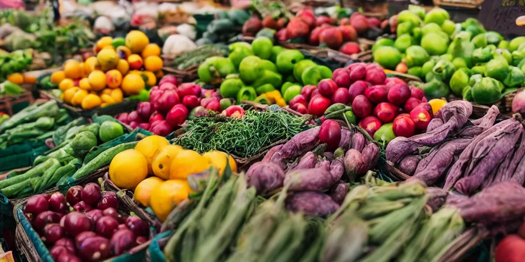 Image similar to a macro portrait of a farmers market