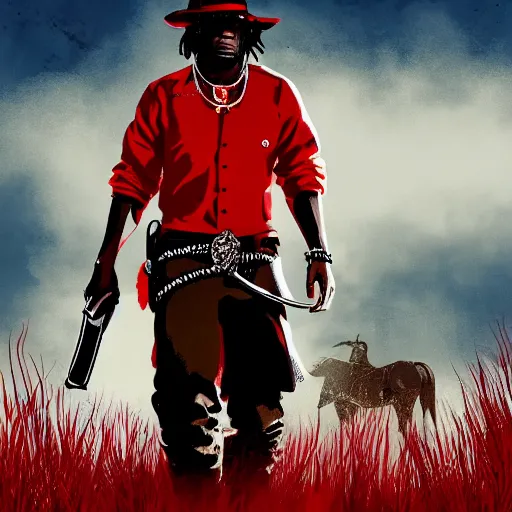 Image similar to Rapper Chief Keef In red dead redemption 2 digital art 4K quality super realistic