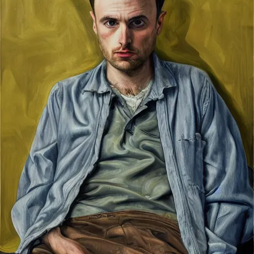 Image similar to high quality high detail painting by lucian freud, hd, portrait jesse pinkman