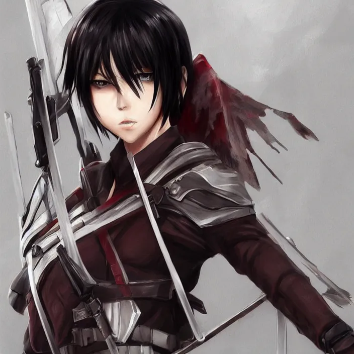 Prompt: mikasa ackerman trending on artstation