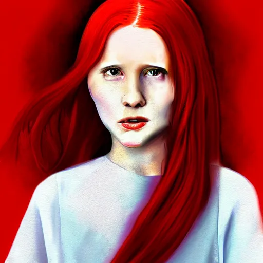 Prompt: a digital art painting of a red haired teen witch, hyperealism, award winning