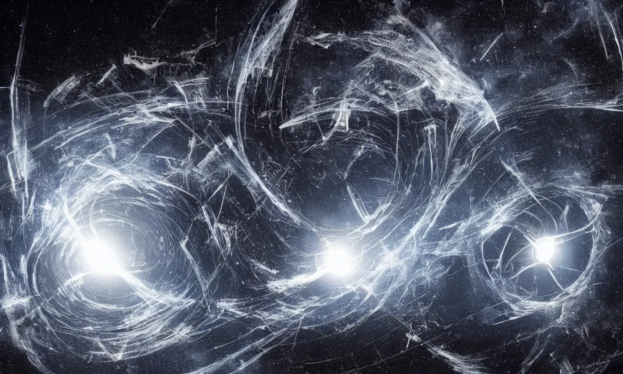 Image similar to space junk forms tiled vortex in empty dark space, sci - fi movie concept