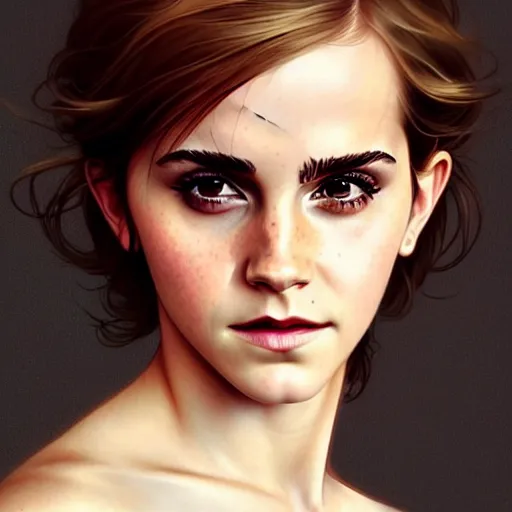 Prompt: beautiful portrait of emma watson, natural beauty expressive pose, fantasy, intricate, elegant, highly detailed, digital painting, artstation, concept art, smooth, sharp focus, illustration, art by artgerm and greg rutkowski and alphonse mucha, cinematic soft lighting, fashion glamour photography