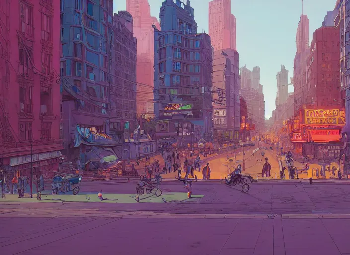 Prompt: an orthographic view of a city at street level, no cars. sharp focus, cinematic pose, cinematic lighting, unreal engine render. art by josan gonzales and moebius and deathburger.