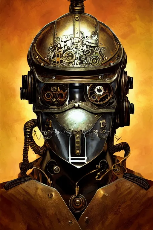 Image similar to steampunk helmet fantasy art mask robot ninja stylized digital illustration sharp focus, elegant intricate digital painting artstation concept art global illumination ray tracing advanced technology chaykin howard and campionpascale and cooke darwyn and davis jack