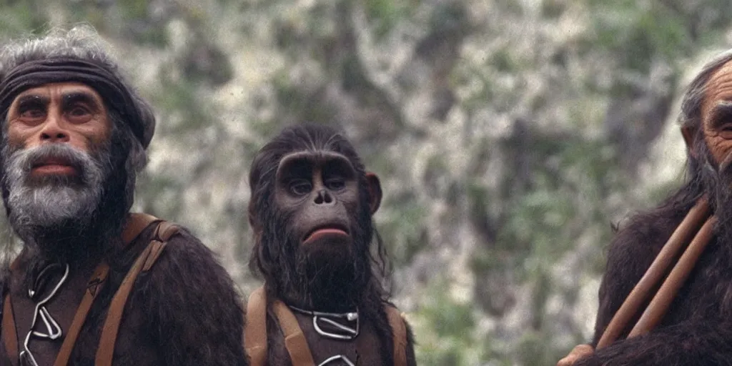 Image similar to film still of Tommy Chong in Planet of the Apes