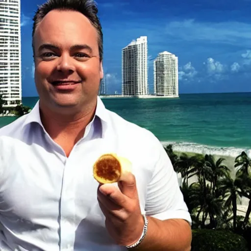 Prompt: jason calacanis eating a red pill in miami