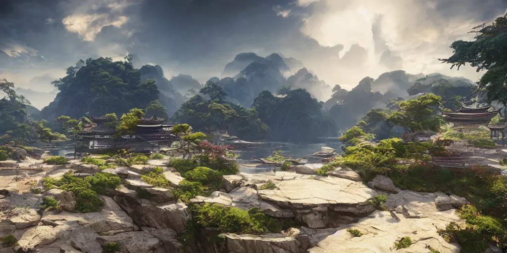 Image similar to hutao from genshin impact, unreal 5, hyperrealistic, realistic, photorealistic, dynamic lighting, highly detailed, cinematic landscape, studio landscape, studio lighting