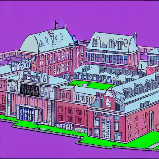 Image similar to sans undertale college, buildings, college campus and building, undertale in college, high detail