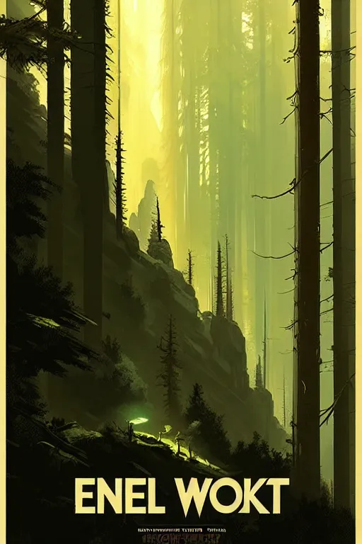 Image similar to greg rutkowski travel poster endor