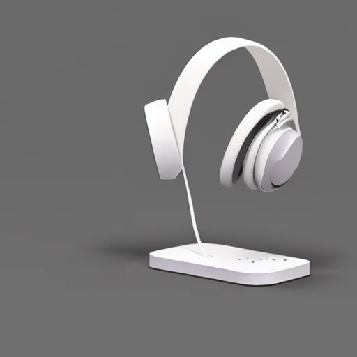 Prompt: wireless headphone stand, futuristic, techno, cyberpunk, product design, render, cute, swag, geometric, fun, iconic, concept