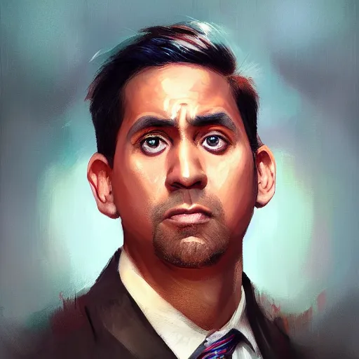 Prompt: hyper realistic, portrait of filipino michael scott painted by greg rutkowski, wlop, loish,