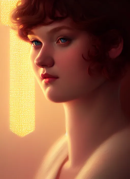 Image similar to portrait of shannon purser, intricate, elegant, glowing lights, highly detailed, digital painting, artstation, concept art, smooth, sharp focus, illustration, art by wlop, mars ravelo and greg rutkowski