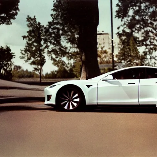 Image similar to A photo of an upcoming Tesla Car, f/22, 35mm, 2700K, kodachrome, award winning photography