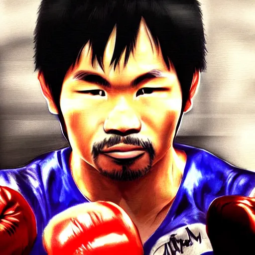 Prompt: manny pacquiao, painting by makoto shinkai, featured on pixiv, deviantart hd