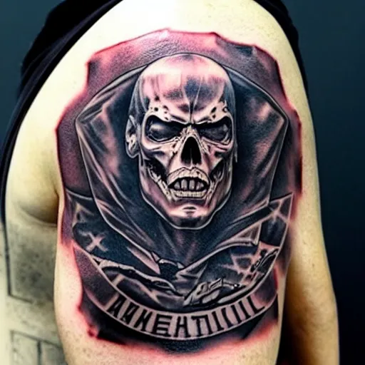 Image similar to Metallica style tattoo, on white background