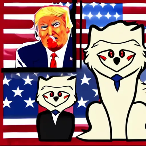 Image similar to an illustration of donald trump as fox furry