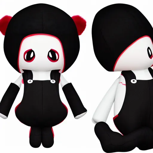 Prompt: cute fumo plush of an alien girl inoveralls black, three point lighting, color contrast, vray