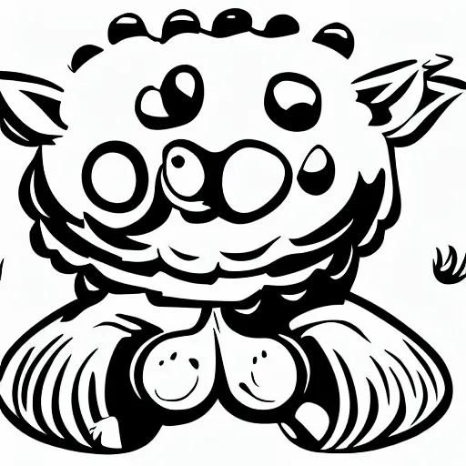 Image similar to belzebub, cow, pig, sheep, chicken, white on black vector ink drawing