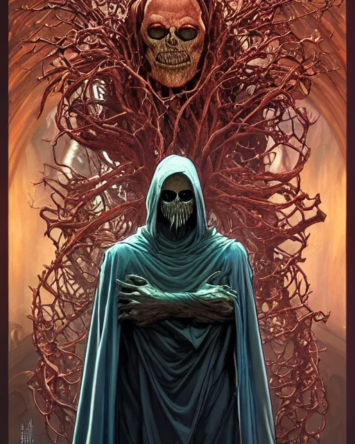 Image similar to the platonic ideal of flowers and roots of cletus kasady ultimate carnage thanos dementor doctor doom chtulu nazgul, detailed, intricate, hyperrealism, intense, scary, decay, dmt, art by brock hofer and artgerm and greg rutkowski and alphonse mucha