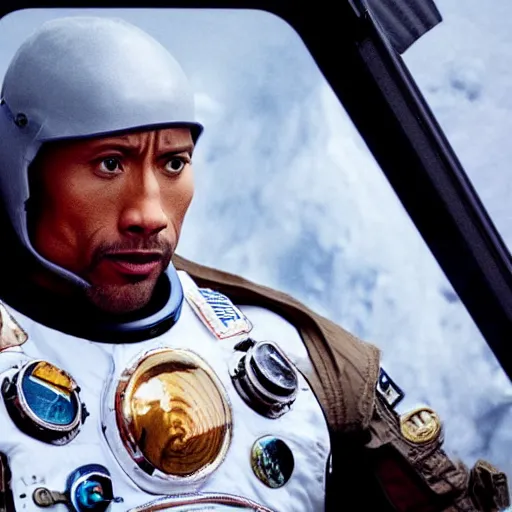 Prompt: A photo of Dwayne Johnson in a spacesuit