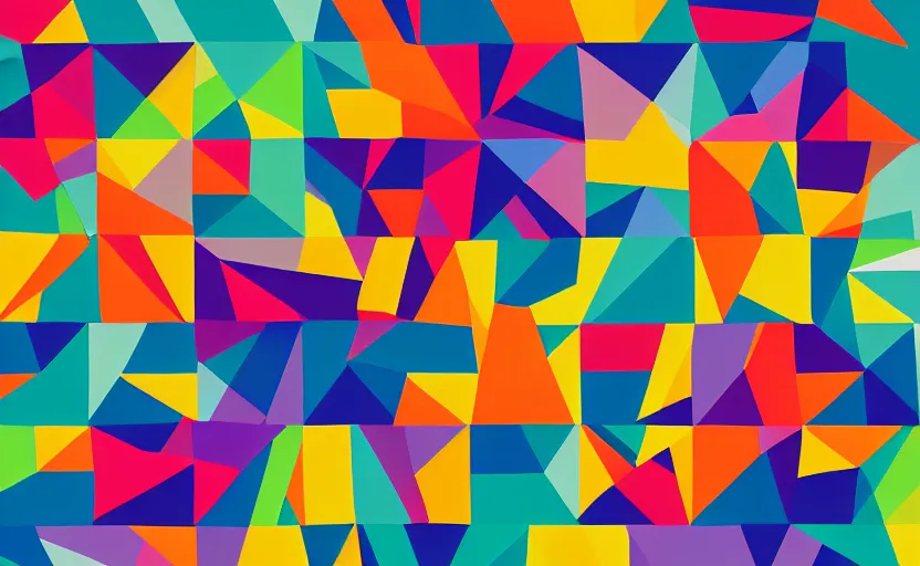 Prompt: colored geometric shapes, graphic style by Matt W. Moore