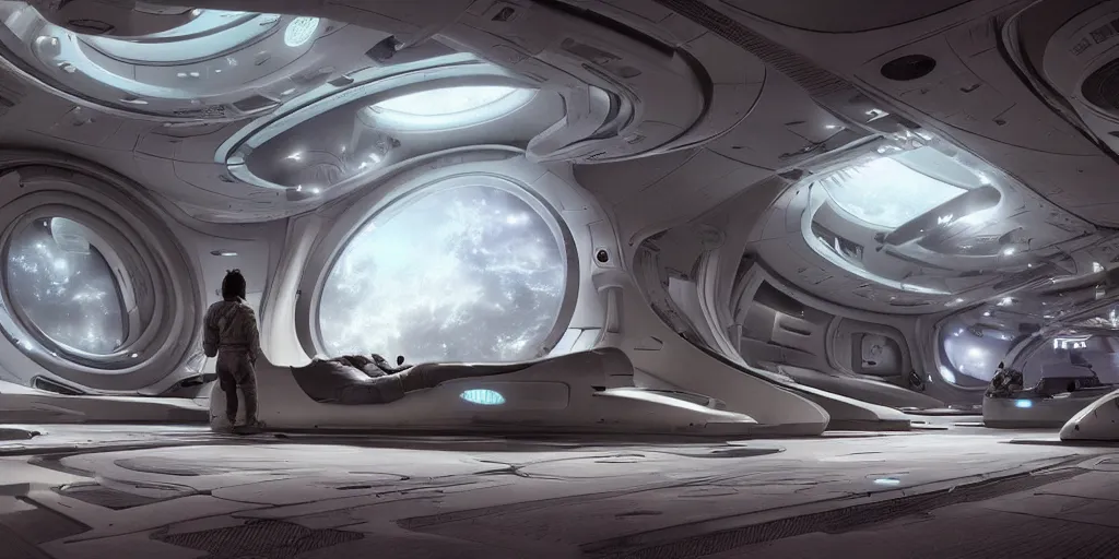 Image similar to a organic pod, sci - fi interior, in a clean science fiction lab, futuristic room, photorealistic, hyper real, cinematic, in the style of jim burns, john harris,