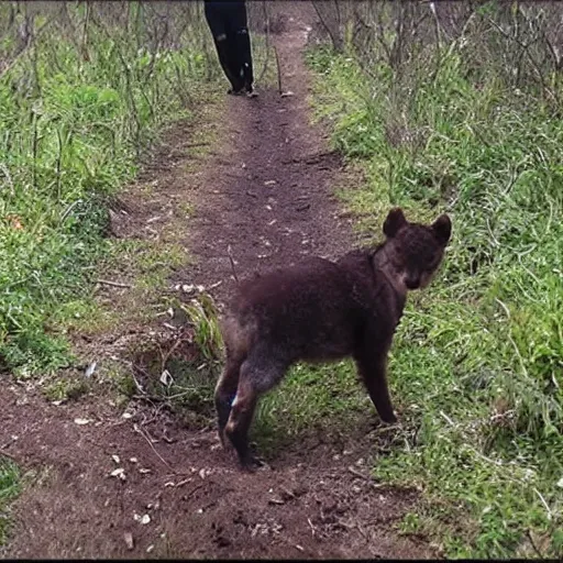 Image similar to trail cam footage of xavi hernandez getting caught taking a dump