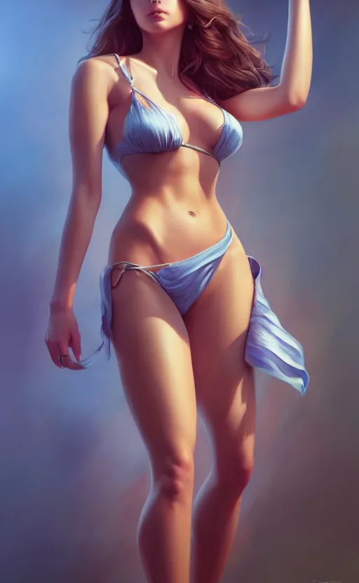 Image similar to full body photo of a gorgeous young woman in the style of stefan kostic, realistic, sharp focus, 8k high definition, insanely detailed, intricate, elegant, art by stanley lau and artgerm